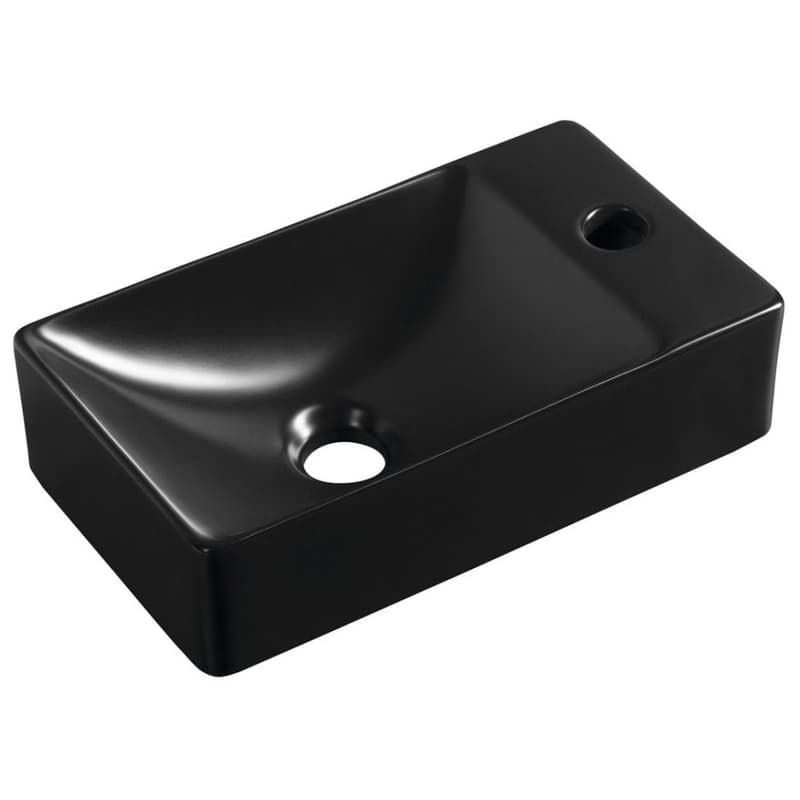 SAPHO - MARGITHA keramické umývadlo 38x22cm, otvor pro batériu vpravo, čierna mat MGT3822B