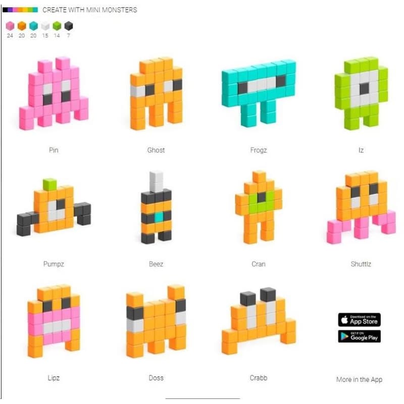 PIXIO Mini Monsters magnetická stavebnica 3