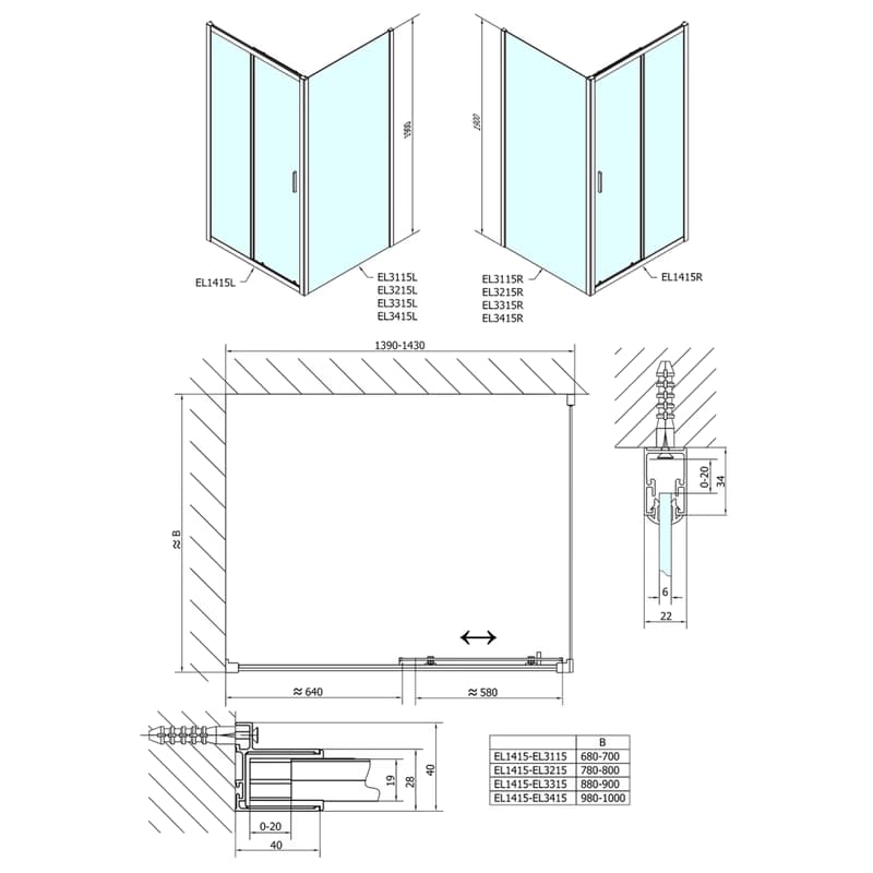 POLYSAN - EASY obdĺžniková sprchová zástena 1400x800 L/P varianta EL1415EL3215 2