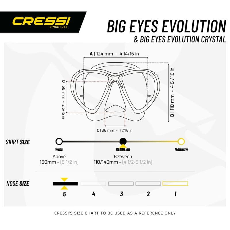 Potápačská maska CRESSI BIG EYES EVOLUTION MASK SIL CLEAR FRAME YELLOW 6