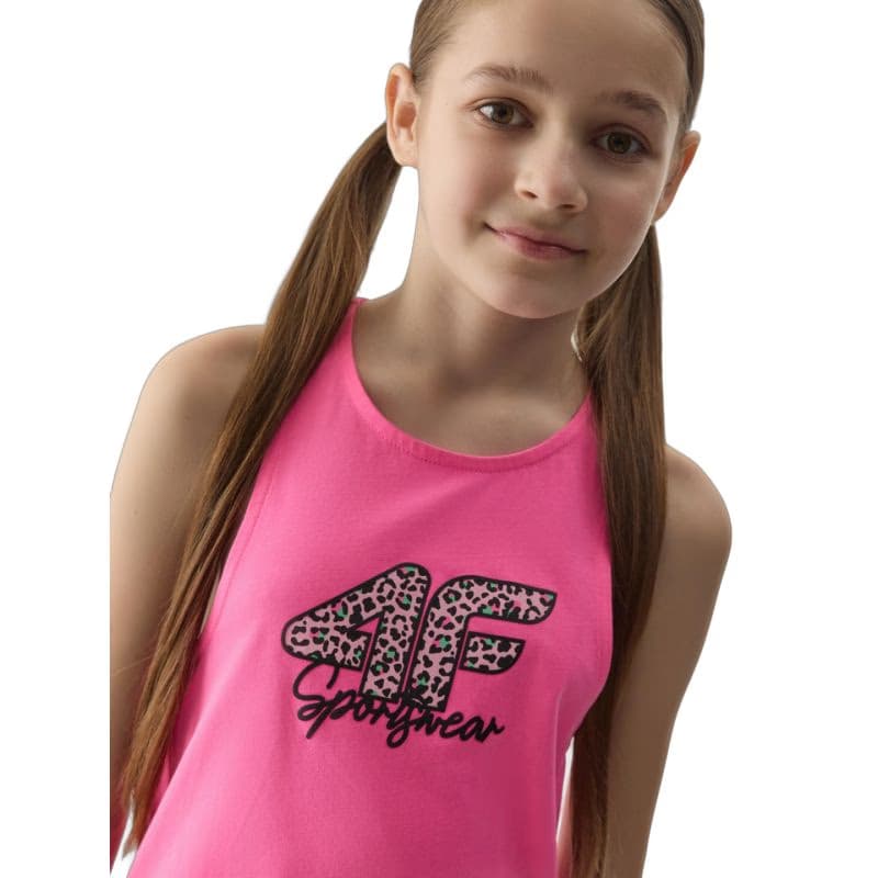 Dievčenské tielko 4F JUNIOR TSHIRT-4FJWSS24TTSHF1141-54N-PINK NEON 2