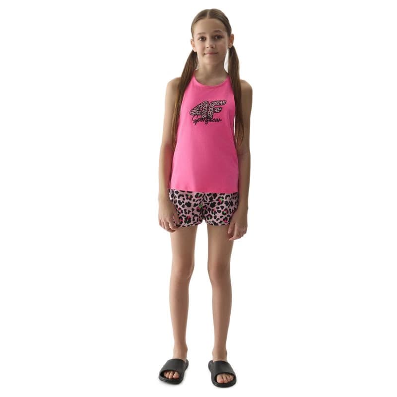 Dievčenské tielko 4F JUNIOR TSHIRT-4FJWSS24TTSHF1141-54N-PINK NEON 5