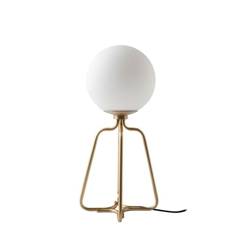 Estila Luxusná moderná stolná lampa Lunaria s bielym skleneným tienidlom v tvare gule a zlatou kovovou podstavou 35 cm