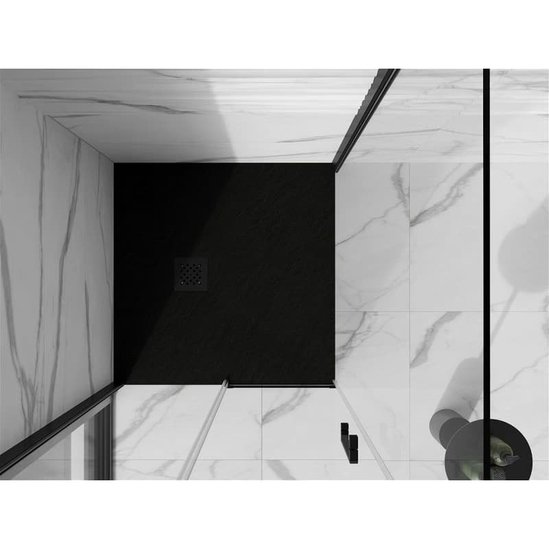 MEXEN/S - Stone+ štvorcová sprchová vanička 80 x 80, čierna, mriežka čierna 44708080-B 4