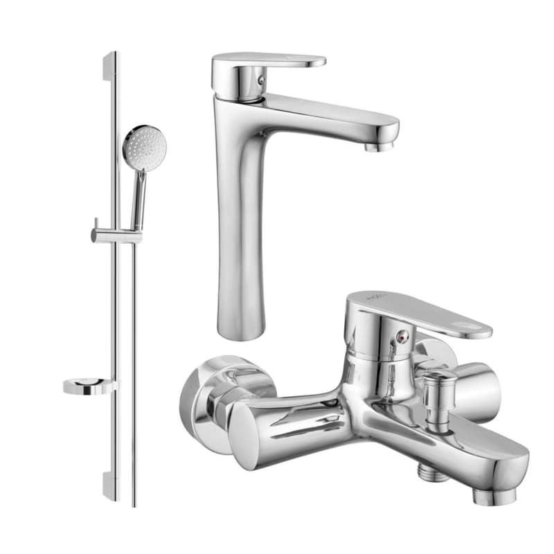 MEXEN/S - Kama DS75 Set umývadlové a vaňové batérie s príslušenstvom, chróm 72513DS75-00