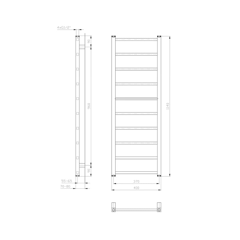 SAPHO - METRO LIGHT vykurovacie teleso 400x1140 biela IR445T 2