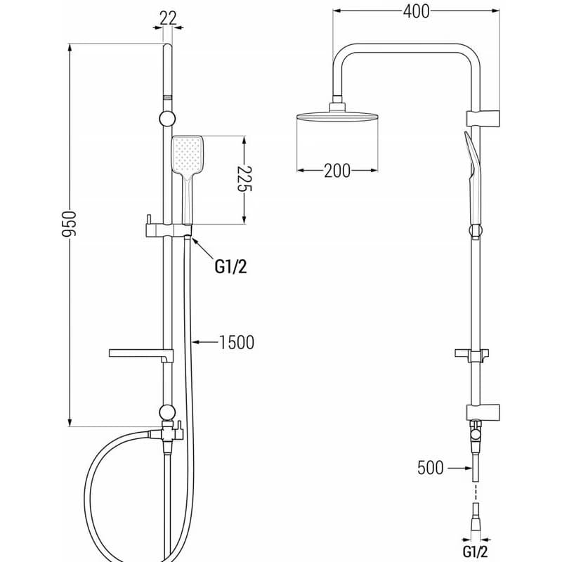 MEXEN/S - X62 grafit sprchový stĺp 798626291-66 2