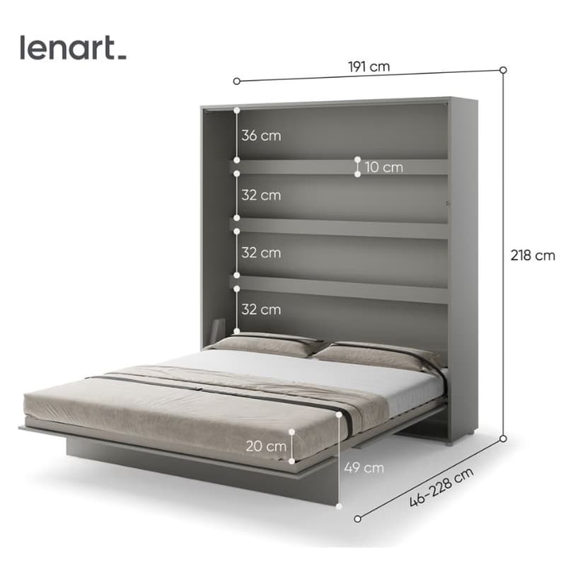 Dig-net nábytok Sklápacia posteľ Lenart BED CONCEPT BC-13 sivá | 180 x 200 cm 5