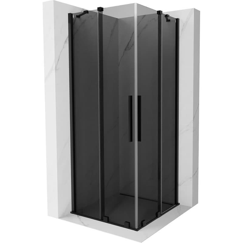 MEXEN/S - Velar Duo sprchovací kút, posuvné dvere 100 x 100, grafit, čierna 871-100-100-42-70
