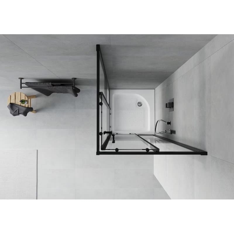 MEXEN/S - Rio sprchovací kút štvorec 70 x 70, pruhy, čierny + vanička Rio vrátane výpuste 860-070-070-70-20-4510 4
