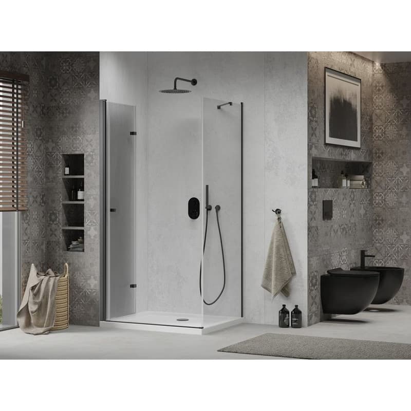 MEXEN/S - Lima sprchovací kút 80x100, transparent, čierna + biela vanička so sifónom 856-080-100-70-00-4010B 4