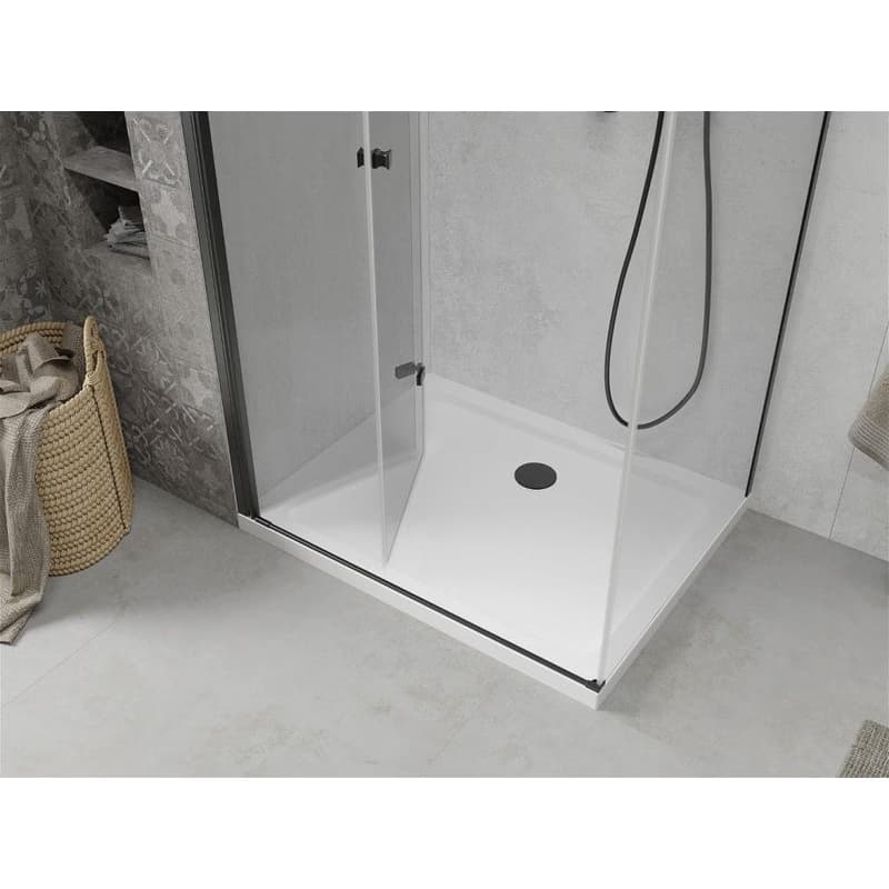 MEXEN/S - Lima sprchovací kút 80x100, transparent, čierna + biela vanička so sifónom 856-080-100-70-00-4010B 6