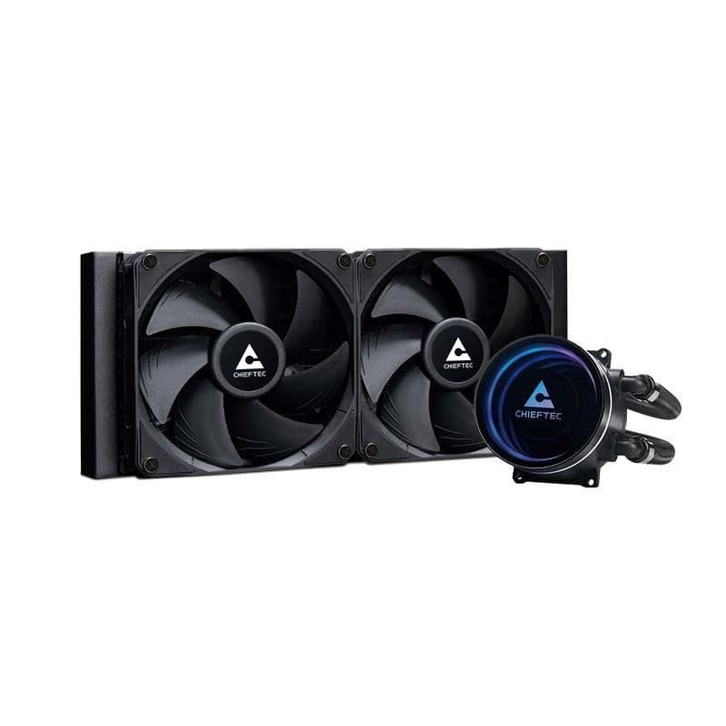 CHIEFTEC vodné chladenie CPU Iceberg 240 Dark, 2x120mm, ARGB vodný blok, LGA1851, AM5, čierna