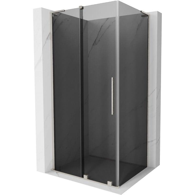 MEXEN/S - Velar L sprchovací kút, posuvné dvere 100 x 70, grafit, nikel kartáčovaný 871-100-070-43-97
