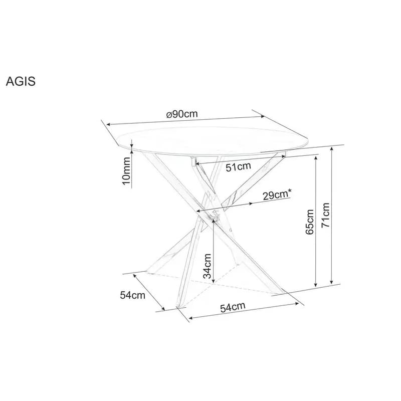 Signal Okrúhly jedálenský stôl AGIS | zlatá 90 cm 6