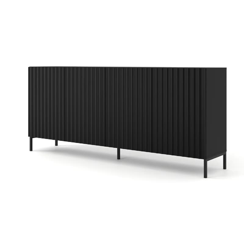 ArtBm Komoda WAVE 200 | 4D Prevedenie: Biela mat / čierne nohy 3