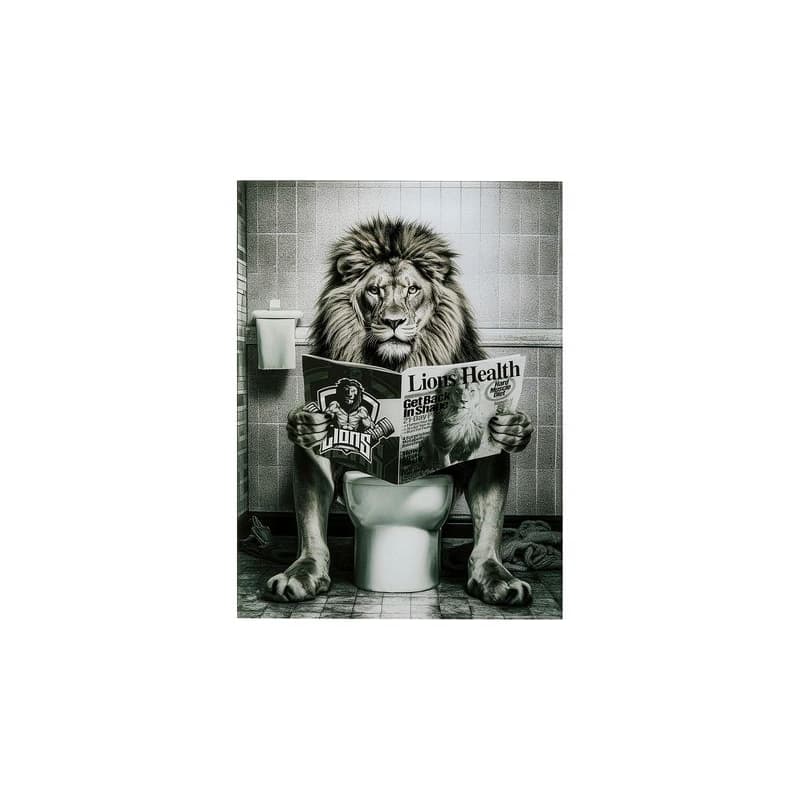 Bath Lion obraz sivý 80x60 cm