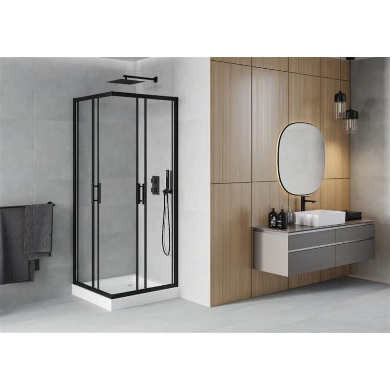 MEXEN/S - Rio štvorcový sprchovací kút 80 x 80, transparent, čierny + vanička so sifónom Rio, biela 860-080-080-70-00-4510 3