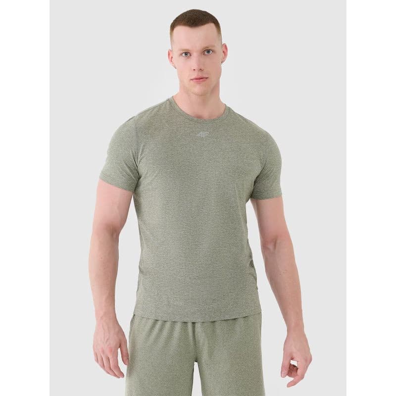 Pánske tréningové tričko s krátkym rukávom 4F TSHIRT FNK M1344-44M-OLIVE MELANGE 2