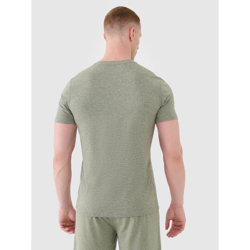Pánske tréningové tričko s krátkym rukávom 4F TSHIRT FNK M1344-44M-OLIVE MELANGE 3