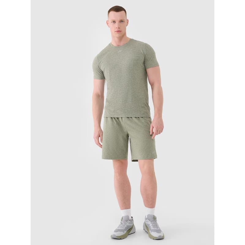 Pánske tréningové tričko s krátkym rukávom 4F TSHIRT FNK M1344-44M-OLIVE MELANGE 4