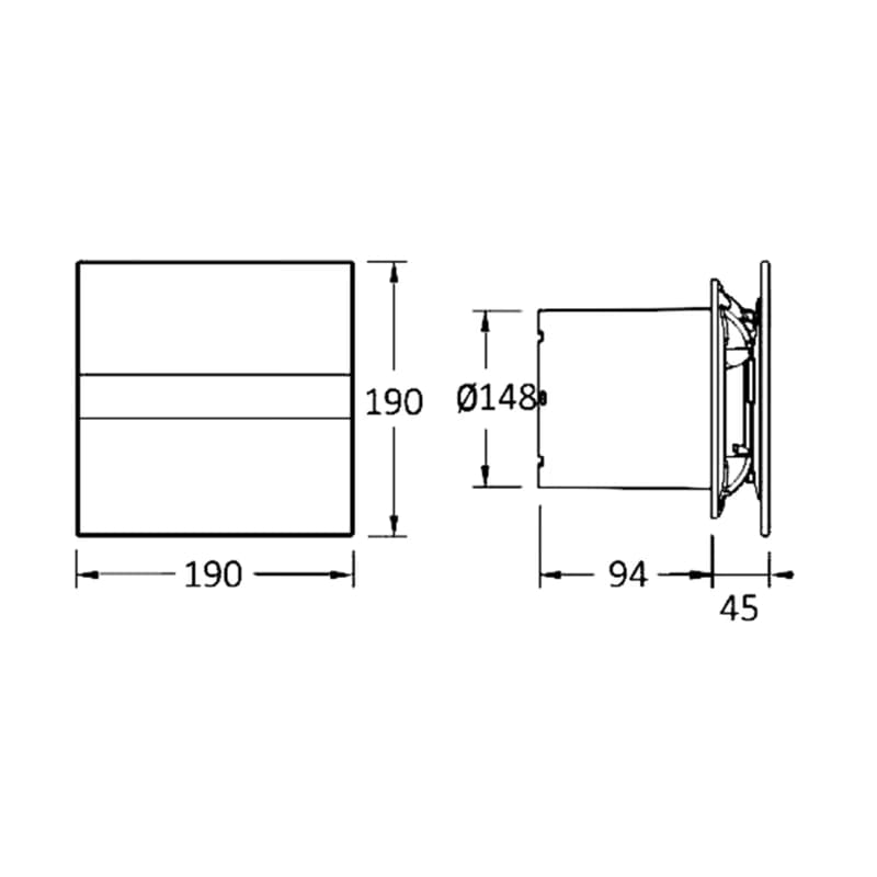CATA - E-150 GT kúpeľňový ventilátor axiálny s časovačom, 21W, potrubie 150, biela 00902100 3