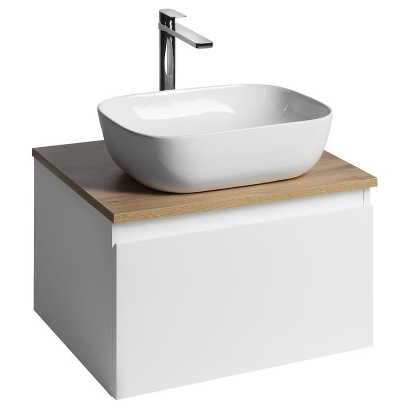AQUALINE - ALTAIR skrinka s doskou 58 cm, biela/dub emporio AI263-02