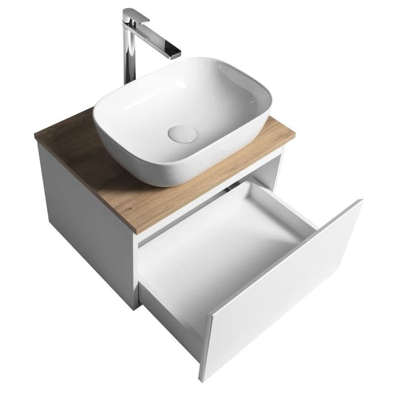 AQUALINE - ALTAIR skrinka s doskou 58 cm, biela/dub emporio AI263-02 2