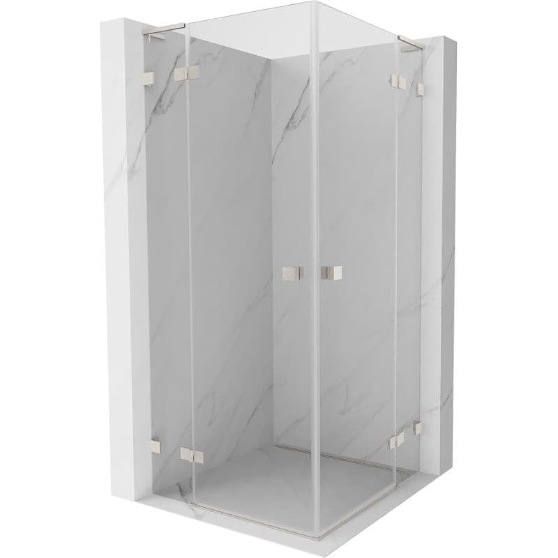 MEXEN/S - Lunar L Duo sprchovací kút dvere krídlové 75 x 75, transparent, nikel kartáčovaný 834L-075L-075P-97-00