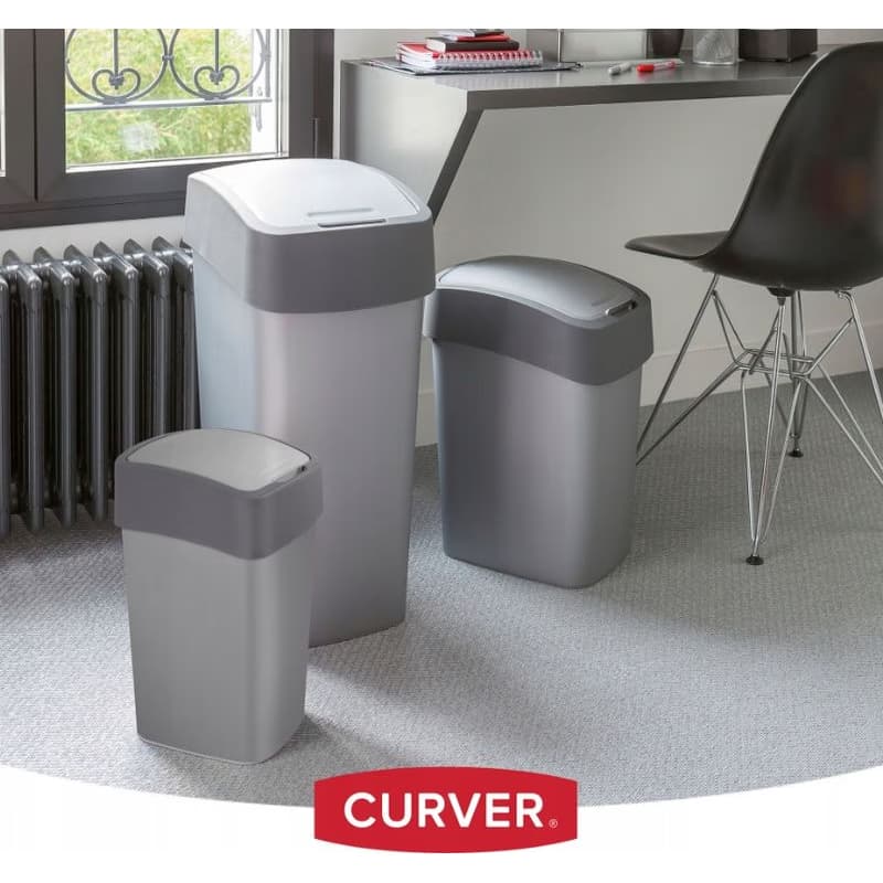 CURVER Odpadkový kôš FLIP BIN 45l | strieborná / sivá 2