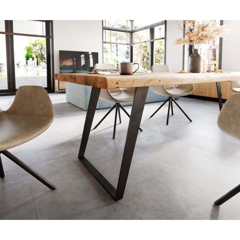 Jedálenský stôl Edge 260x100 XL akácia prírodná kov šikmý Live-Edge 4