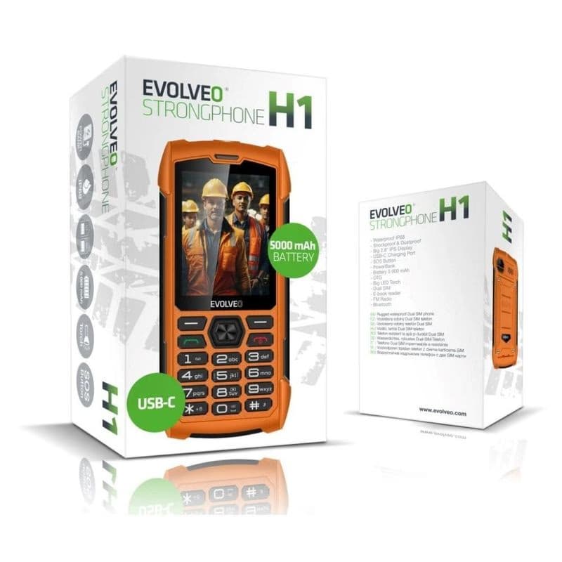EVOLVEO StrongPhone H1, vodotesný odolný Dual SIM telefón, oranžová 5