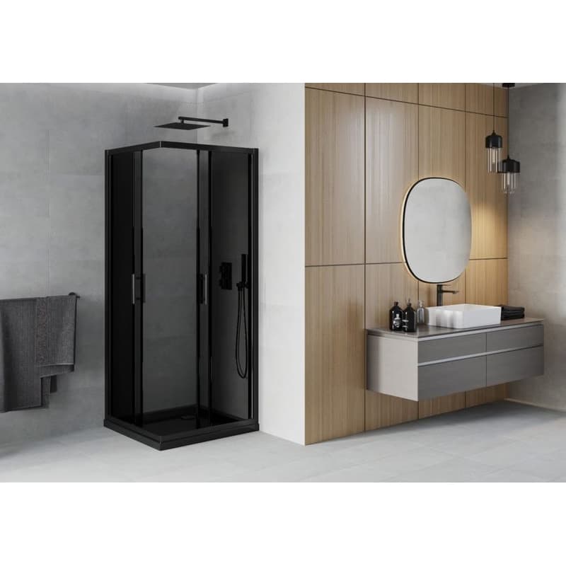 MEXEN/S - Rio sprchovací kút 90x90, grafit, čierna + vanička so sifónom 860-090-090-70-40-4070B 3