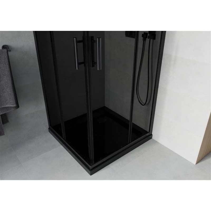 MEXEN/S - Rio sprchovací kút 90x90, grafit, čierna + vanička so sifónom 860-090-090-70-40-4070B 4
