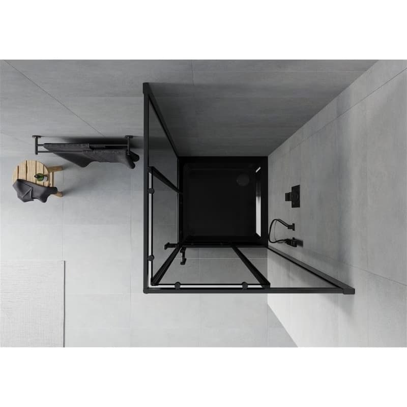 MEXEN/S - Rio sprchovací kút 90x90, grafit, čierna + vanička so sifónom 860-090-090-70-40-4070B 6