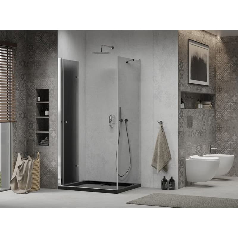 MEXEN/S - Lima sprchovací kút 90x120, grafit, chróm + čierna vanička so sifónom 856-090-120-01-40-4070 4