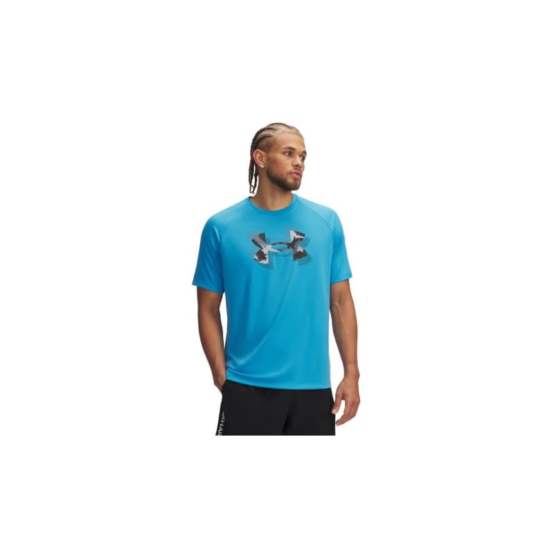 Pánske tréningové tričko s krátkym rukávom UNDER ARMOUR UA M TECH PRINT FILL SS-BLU