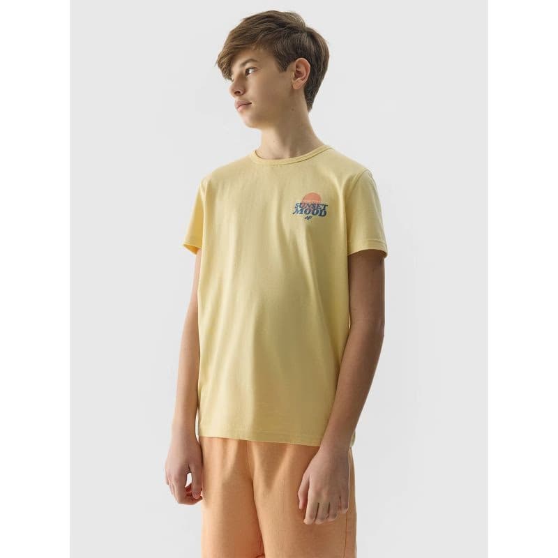 Chlapčenské tričko s krátkym rukávom 4F JUNIOR TSHIRT-4FJWSS24TTSHM1136-73S-LIGHT LEMON 2