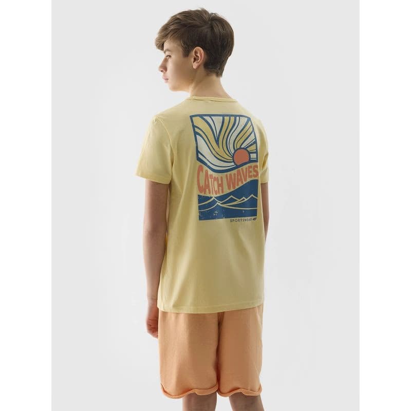 Chlapčenské tričko s krátkym rukávom 4F JUNIOR TSHIRT-4FJWSS24TTSHM1136-73S-LIGHT LEMON 3