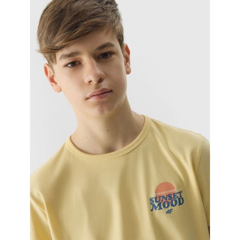 Chlapčenské tričko s krátkym rukávom 4F JUNIOR TSHIRT-4FJWSS24TTSHM1136-73S-LIGHT LEMON 4