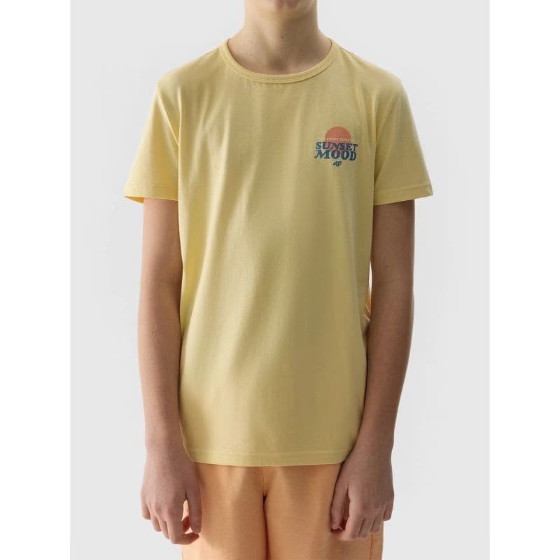 Chlapčenské tričko s krátkym rukávom 4F JUNIOR TSHIRT-4FJWSS24TTSHM1136-73S-LIGHT LEMON 5