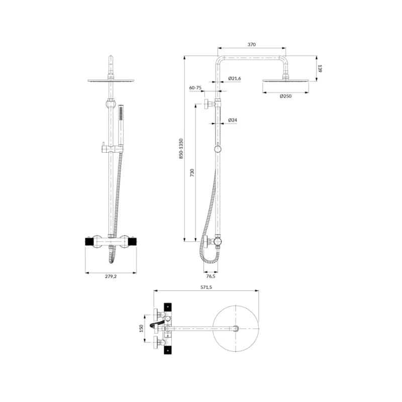OMNIRES - CONTOUR termostatický sprchový stĺp chróm /CR/ CT8044CR 3