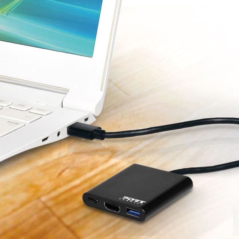 PORT HUB USB-C, HDMI 1X 4K + USB-A + USB-C, čierna 3