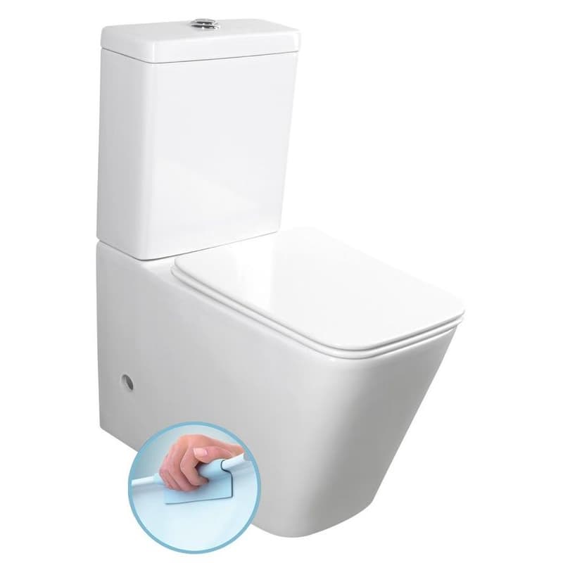 SAPHO - PORTO RIMLESS WC kombi, spodný/zadný odpad, biela PC102WR