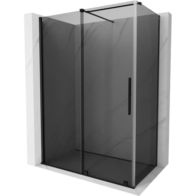 MEXEN/S - Velár sprchovací kút, posuvné dvere 140 x 70, grafit, čierna 871-140-070-41-70