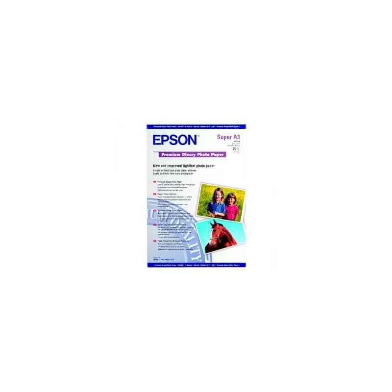 Epson Premium Glossy Photo Paper, C13S041316, foto papier, lesklý, biely, Stylus Photo 890, 895, 1270, 2100, A3+, 255 g/m2, 20 ks,