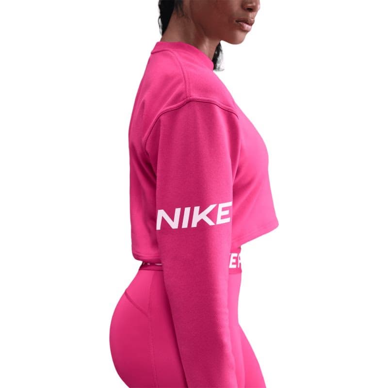 Dámska tréningová mikina NIKE W NP DF FLC CREW TT GRX RUSH PINK PINK FOAM WHITE 2