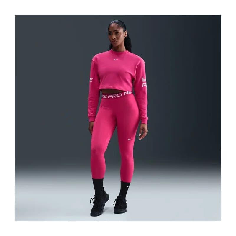 Dámska tréningová mikina NIKE W NP DF FLC CREW TT GRX RUSH PINK PINK FOAM WHITE 3