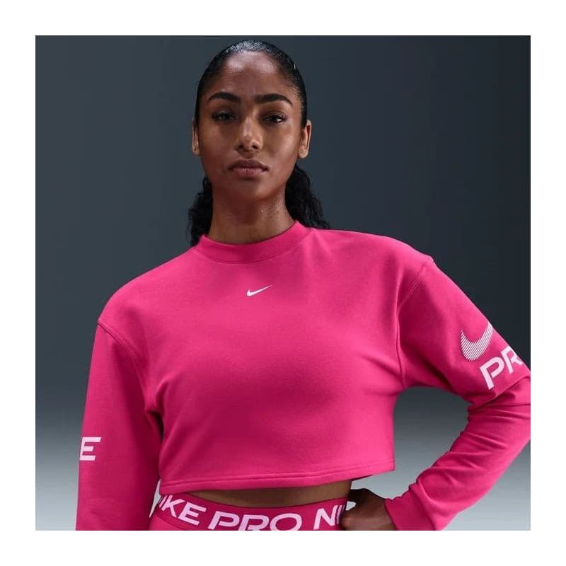 Dámska tréningová mikina NIKE W NP DF FLC CREW TT GRX RUSH PINK PINK FOAM WHITE 5