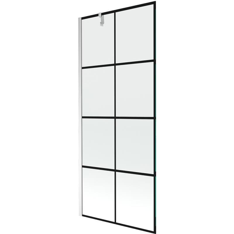 MEXEN/S - Next vaňová zástena FIX 80x150, čierny dekor, chróm 895-080-000-00-77-01
